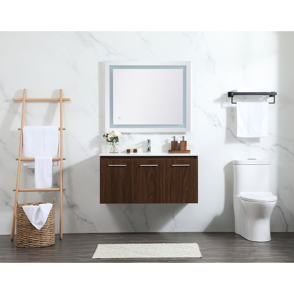 40 Inch Single Bathroom Vanity In Walnut With Backsplash. Picture 5