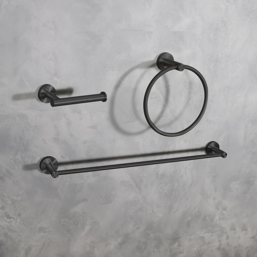 Alma 3-Piece Bathroom Hardware Set in Matte Black. Picture 2
