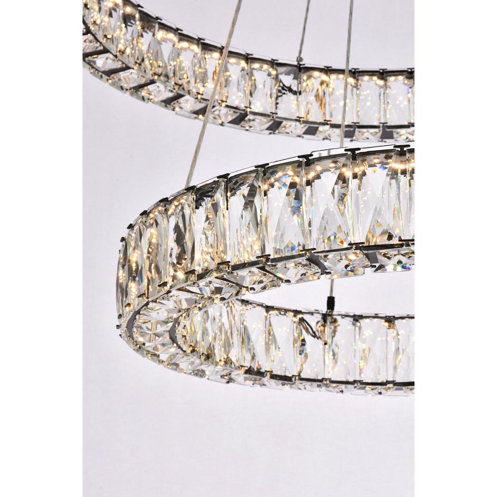 Monroe 28 inch LED double ring chandelier in black. Picture 5