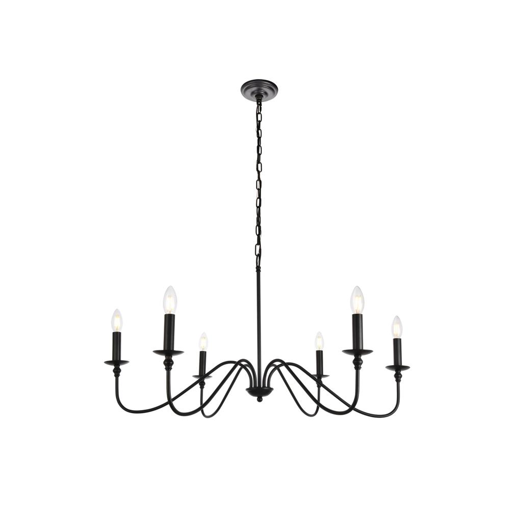Rohan Collection Chandelier D36 H19 Lt:6 Matte Black Finish. Picture 1