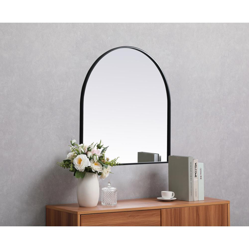 Metal Frame Arch Mirror 30x30 Inch in Black. Picture 2