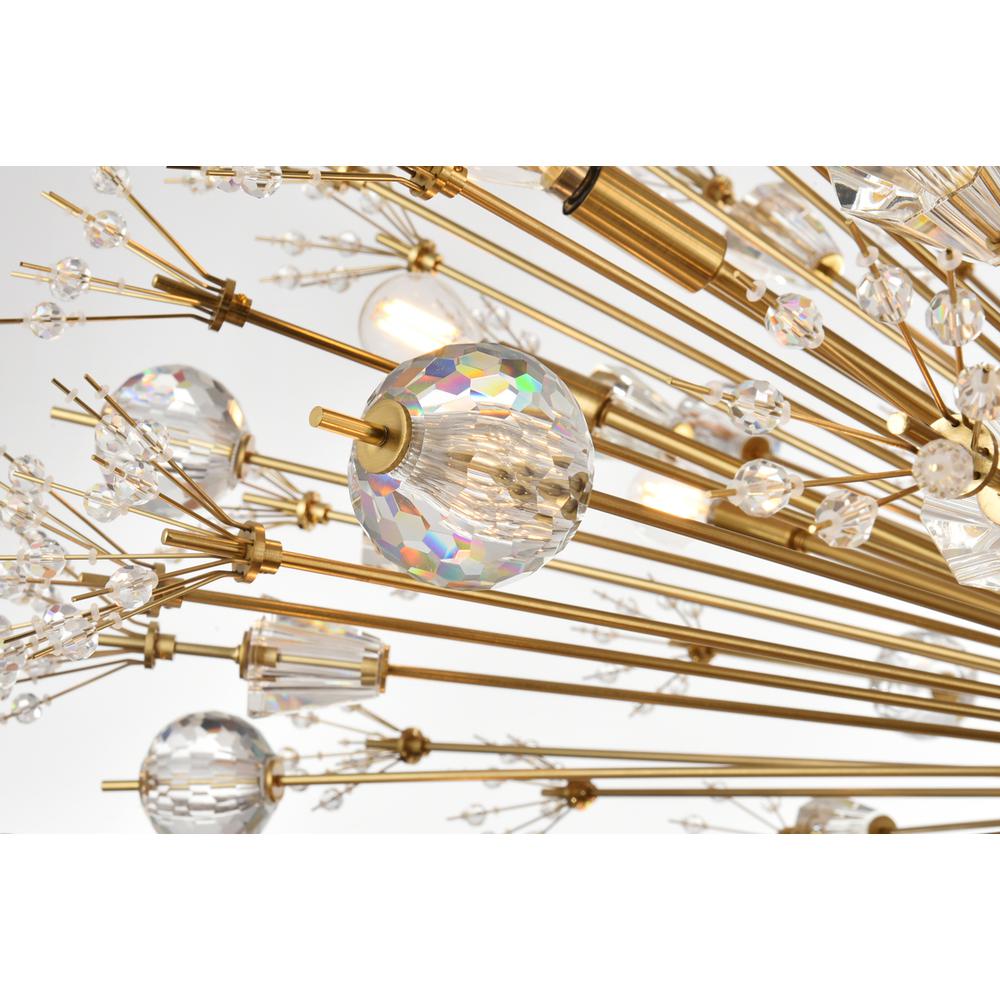 Vera 44 inch crystal starburst round pendant in gold. Picture 3