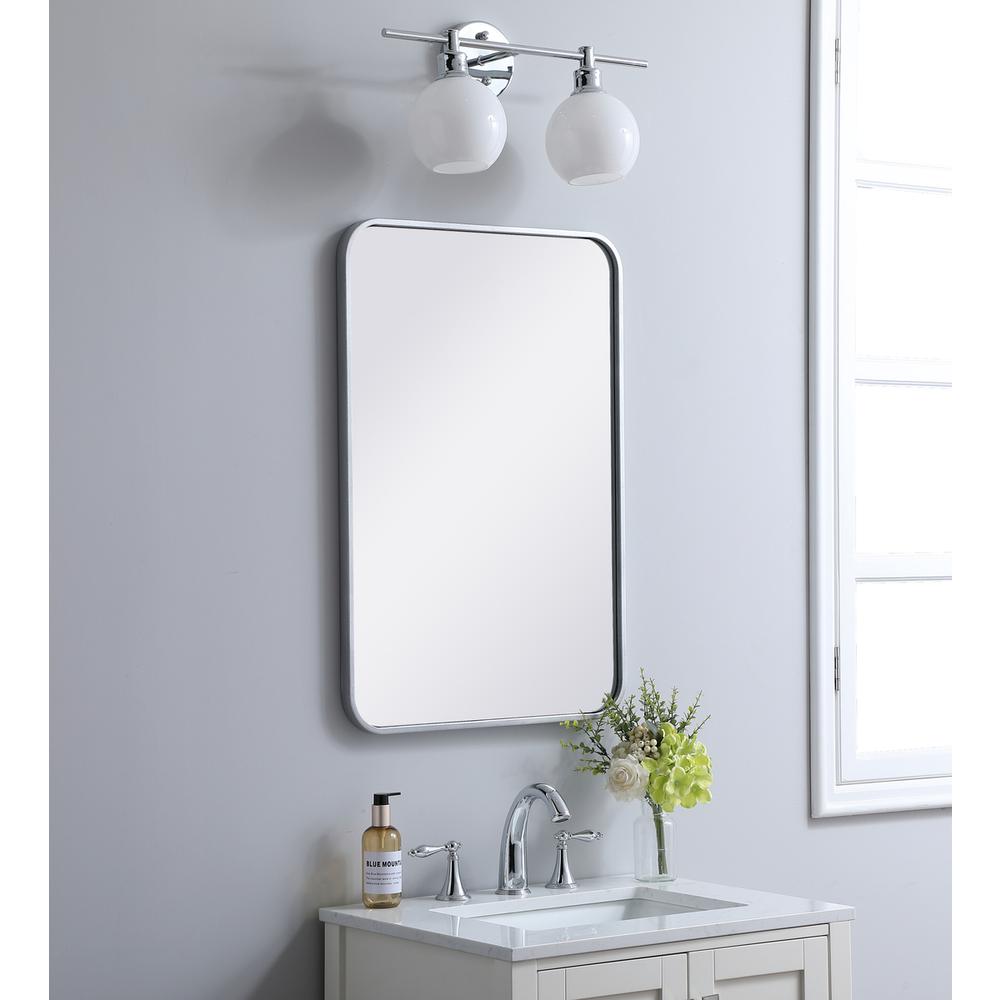 Soft corner metal rectangular mirror 20x30 inch in Silver. Picture 2