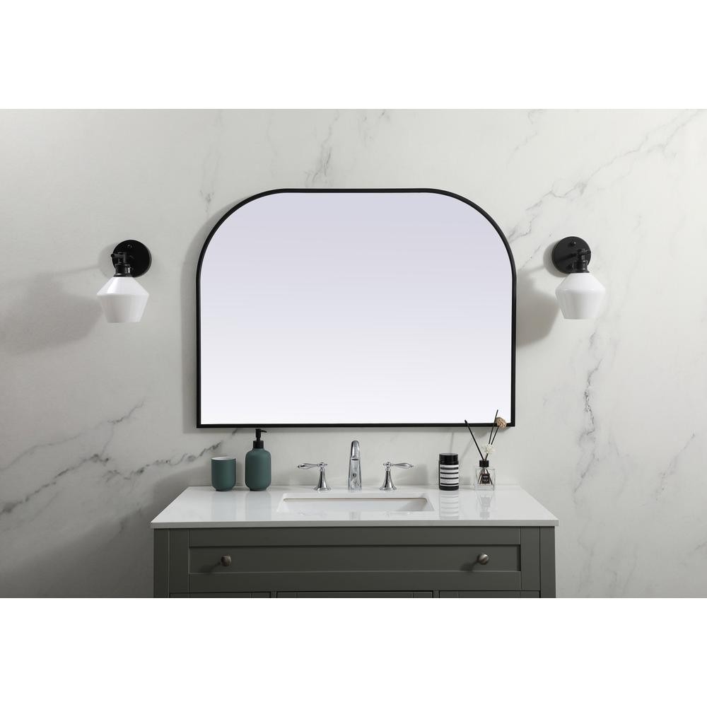Metal Frame Arch Mirror 40x30 Inch in Black. Picture 9