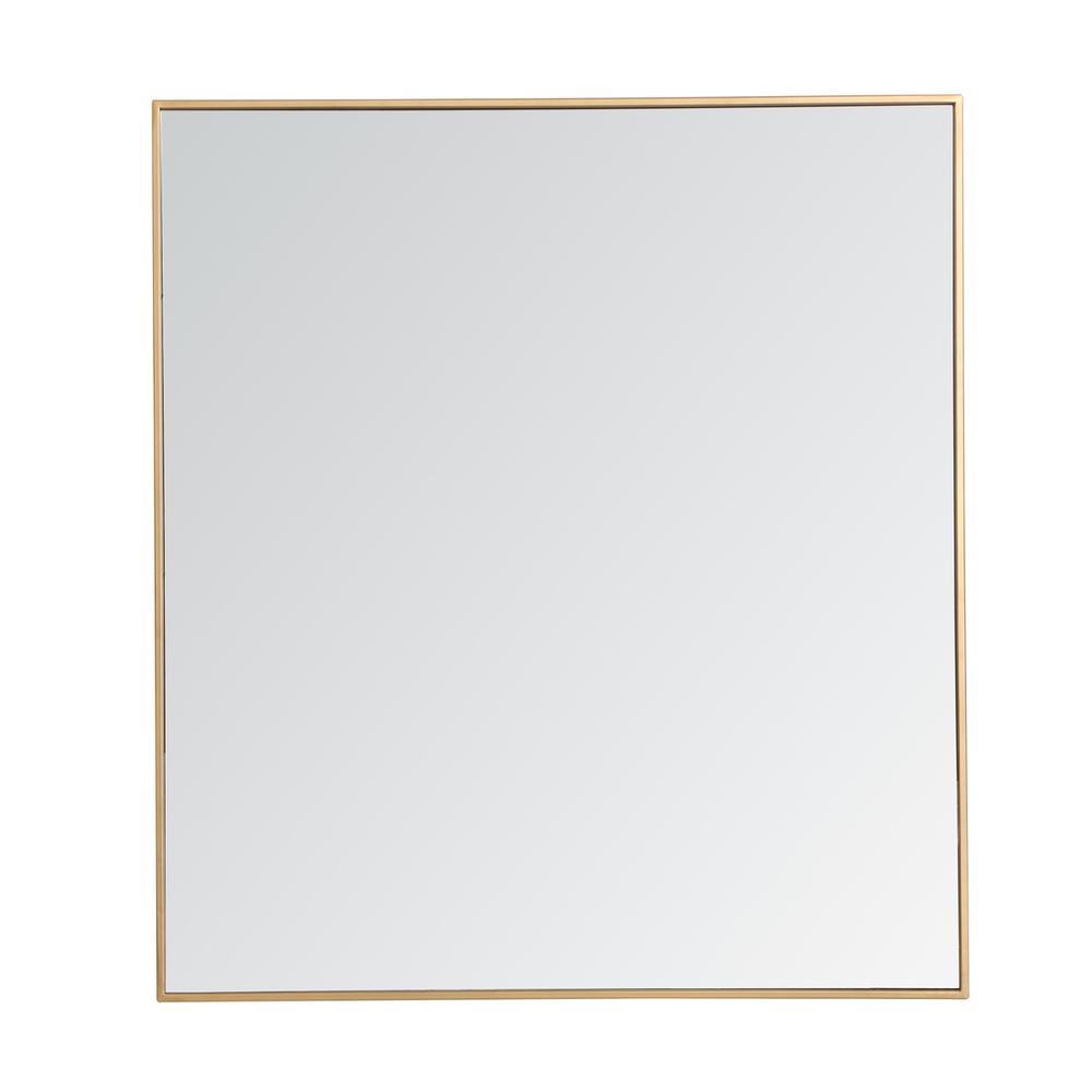 Metal frame rectangle mirror 36 inch in Brass. Picture 1
