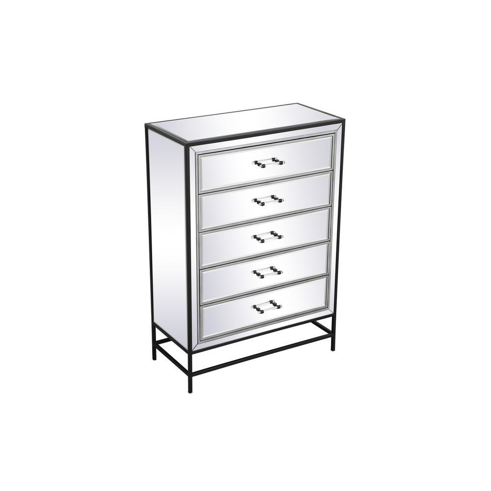 34 inch mirrored 5 drawers chest in black. Picture 5