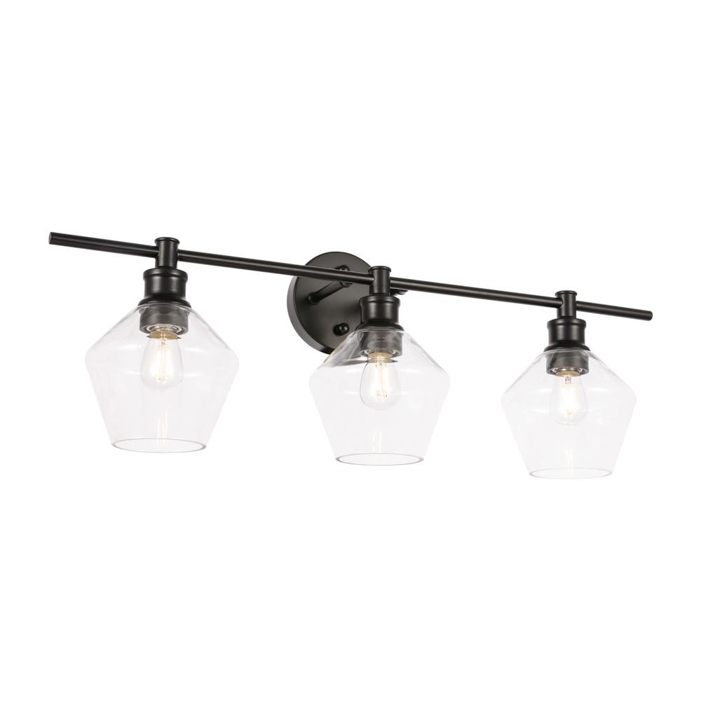 Gene 3 light Black and Clear glass Wall sconce. Picture 11