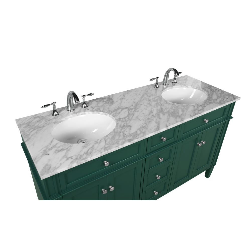 60 inch double bathroom vanity in green. Picture 10