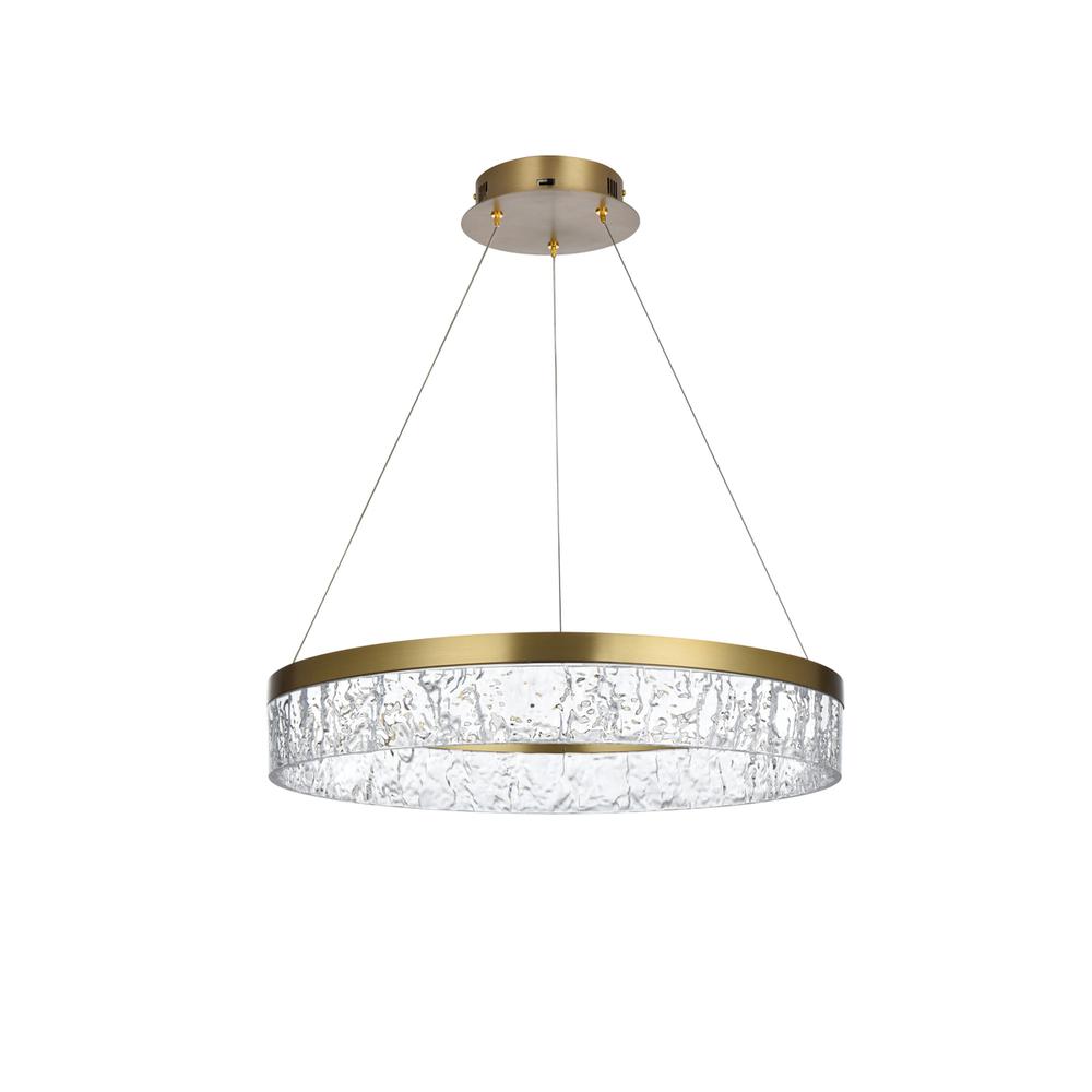 Linden 22 inch Adjustable LED chandelier in Satin Gold. Picture 8
