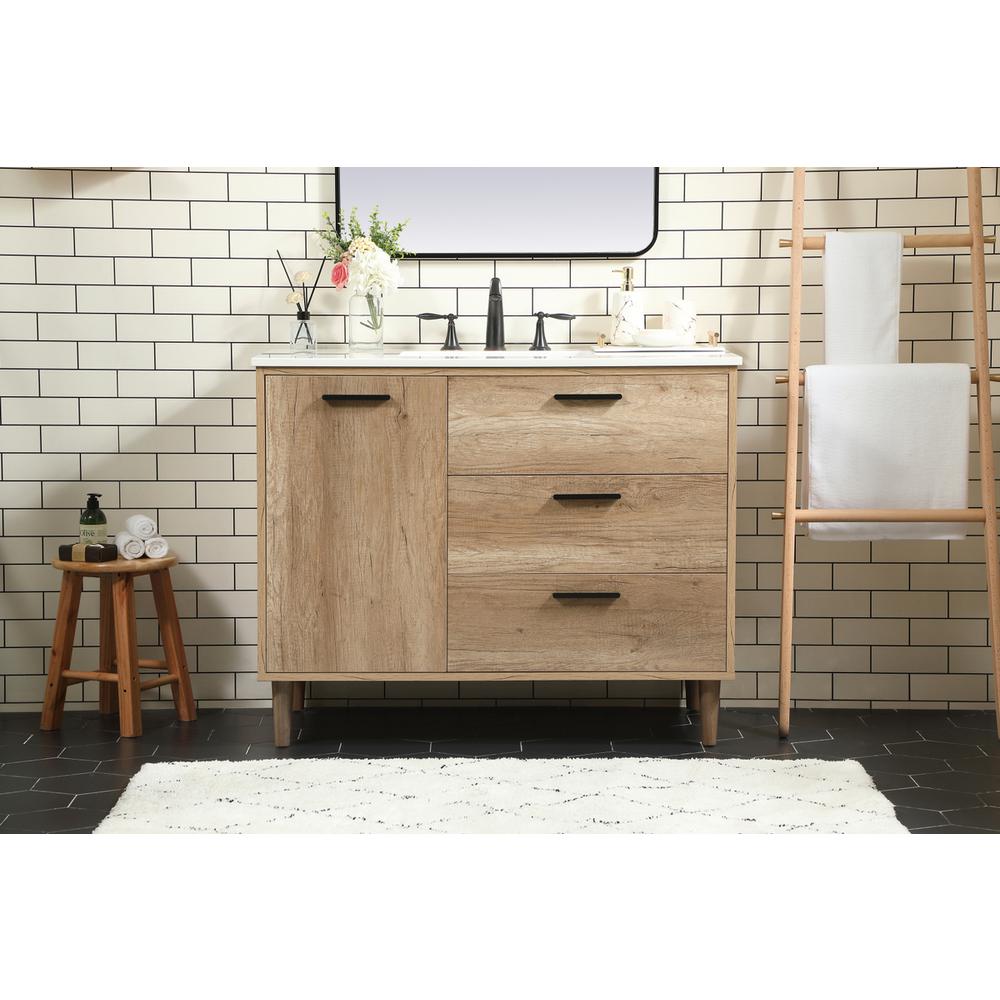 42 inch Single bathroom vanity in natural oak. Picture 14