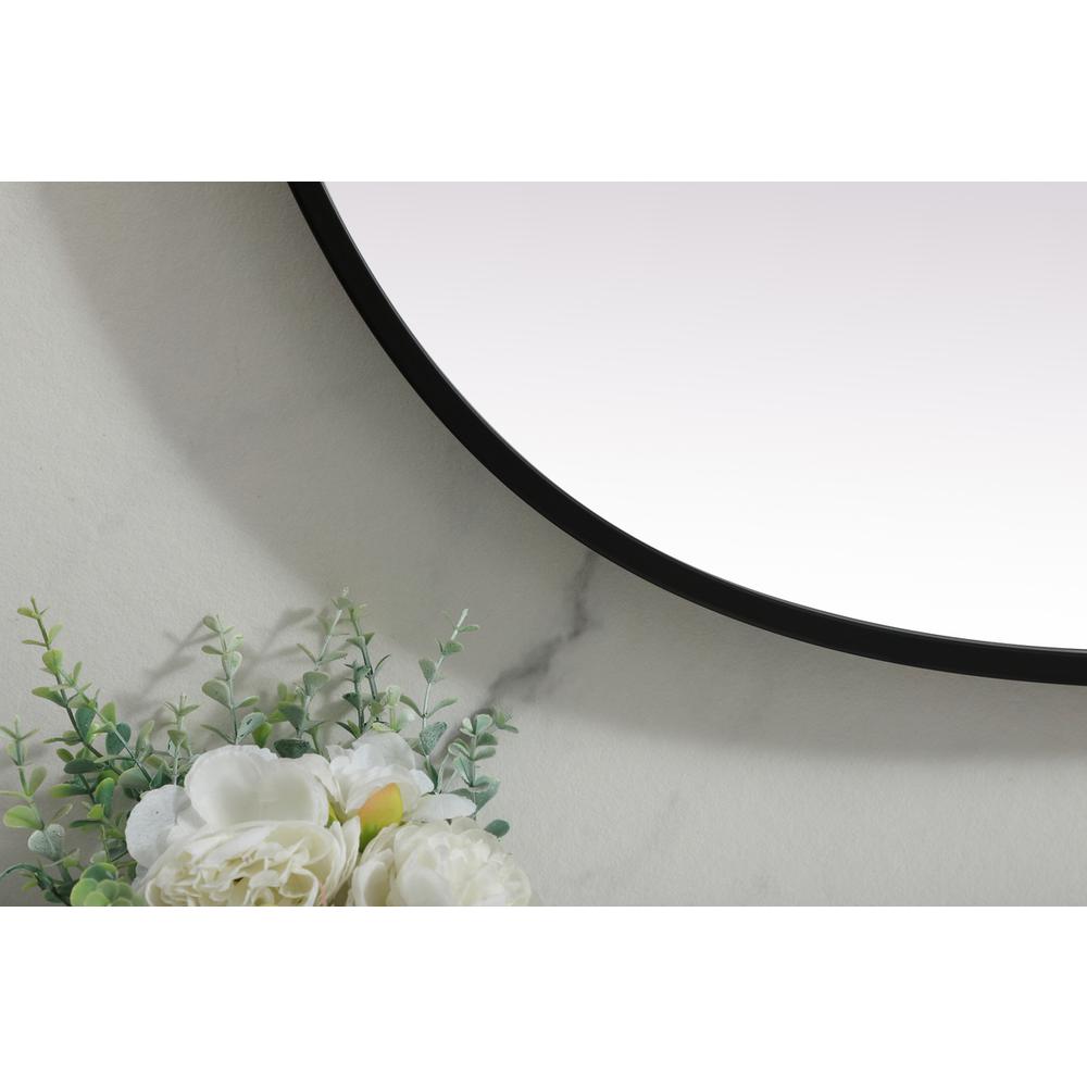 Metal Frame Oval Mirror 27x40 Inch in Black. Picture 5