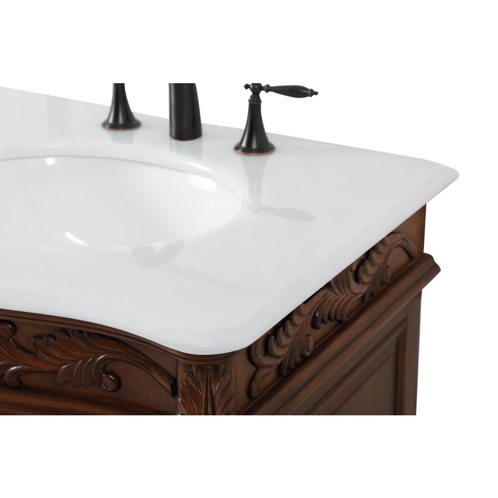 60 inch double Bathroom vanity in teak with ivory white engineered marble. Picture 10