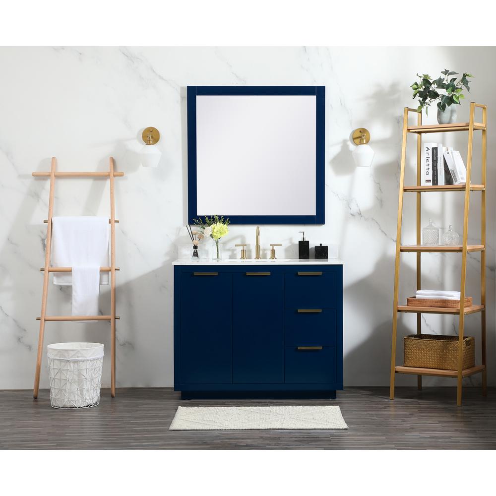 42 inch Single bathroom vanity in blue with backsplash. Picture 4
