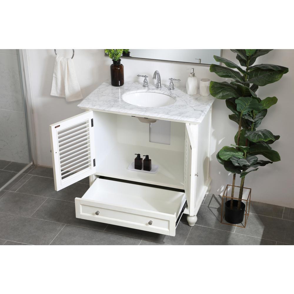 36 inch Single Bathroom Vanity in Antique White. Picture 3