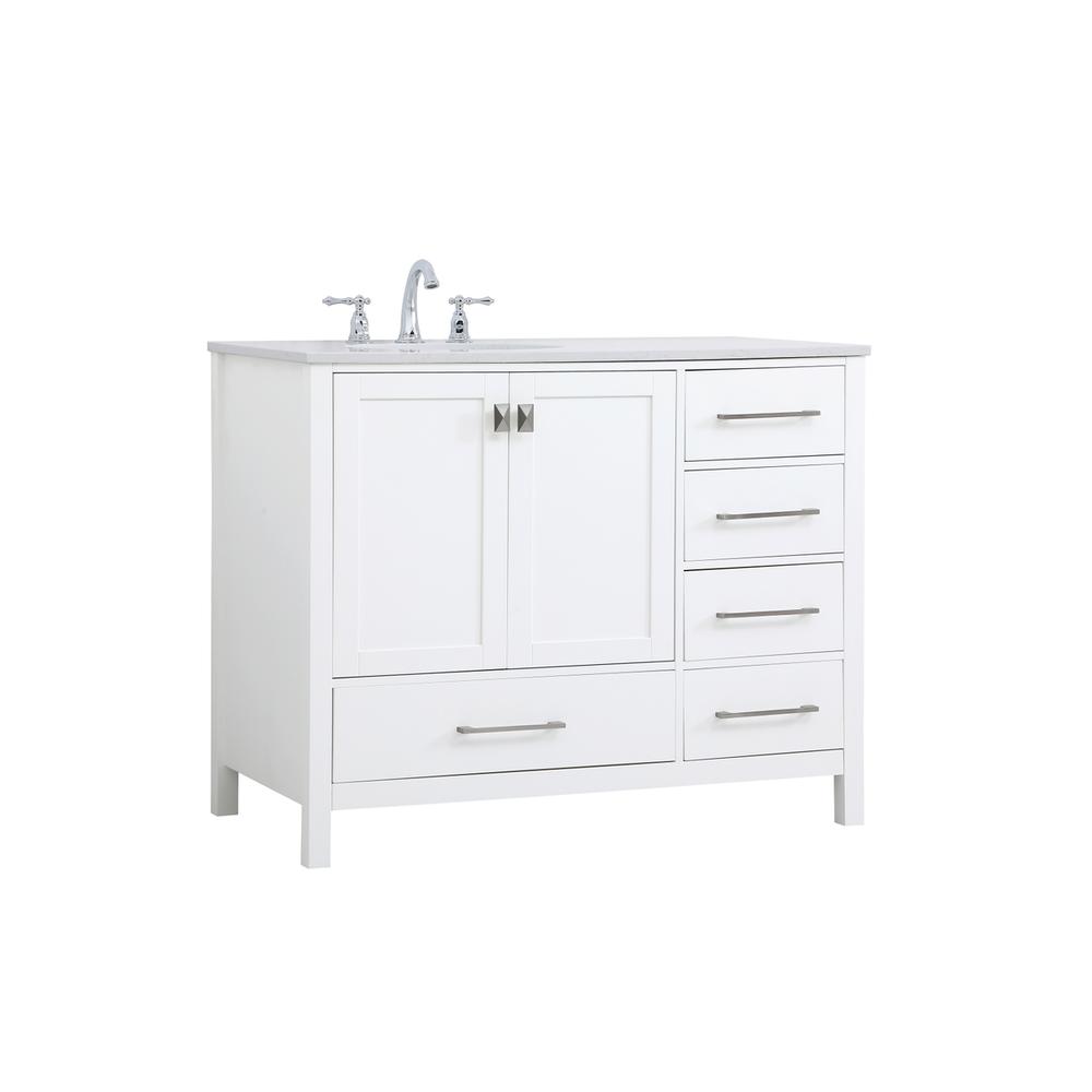 42 inch Single Bathroom Vanity in White. Picture 6