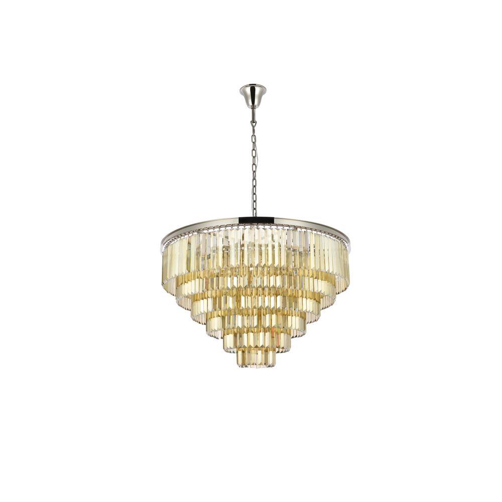 Sydney 33 light polished nickel Chandelier Golden Teak (Smoky) Royal Cut Crystal. Picture 6