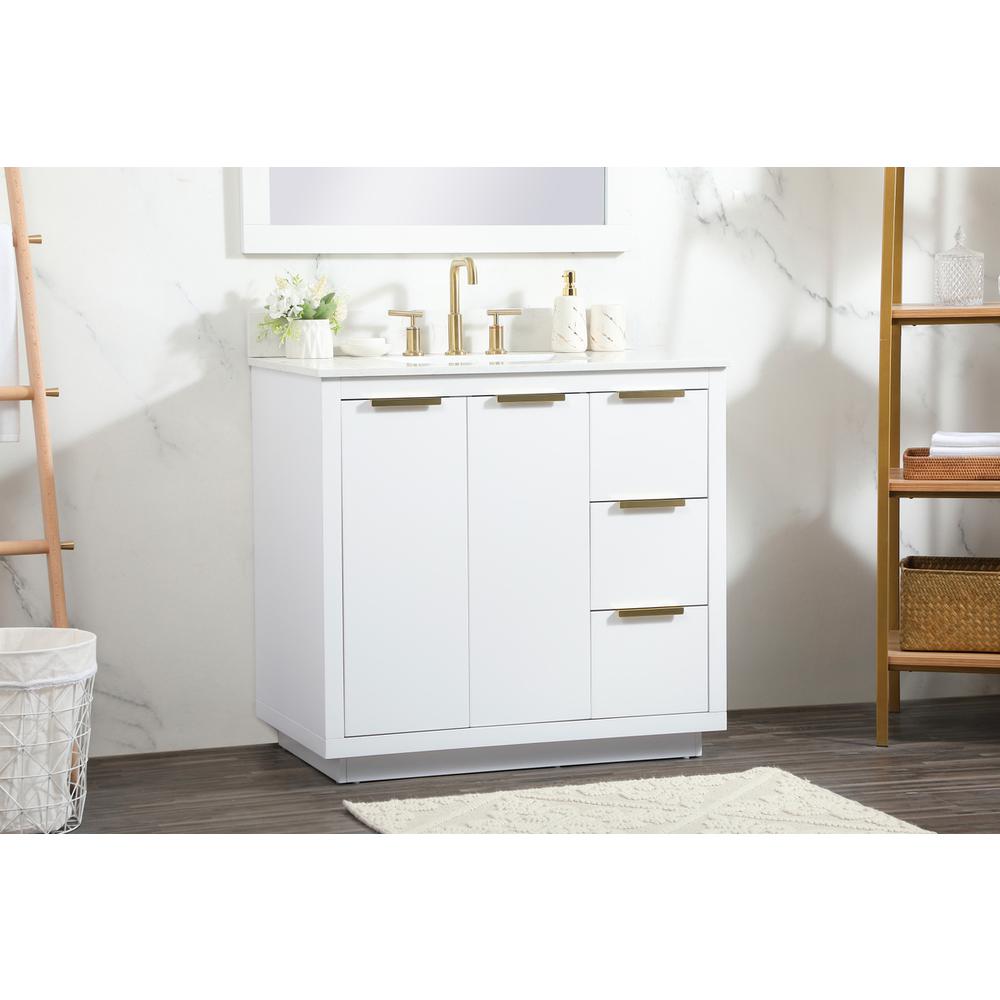 36 inch Single bathroom vanity in white with backsplash. Picture 2