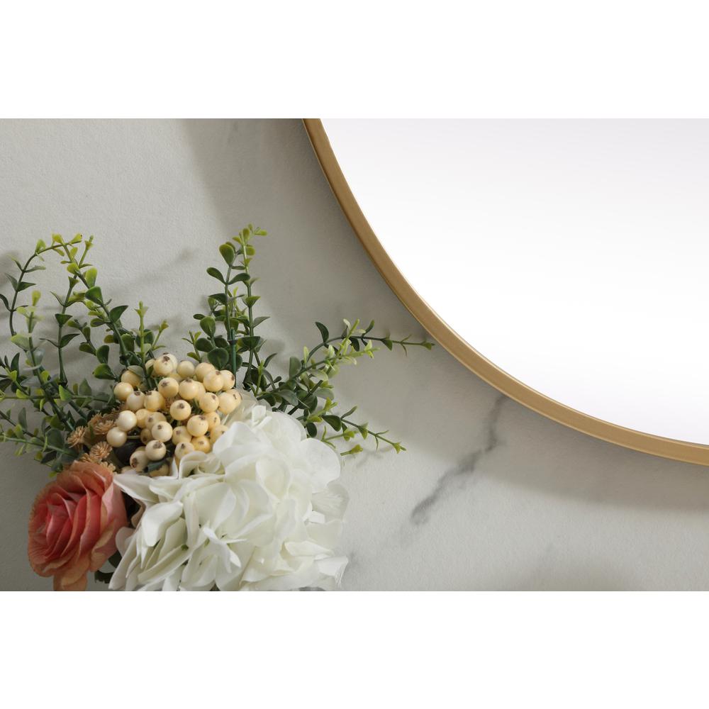 Metal Frame Oval Mirror 27x40 Inch in Brass. Picture 5