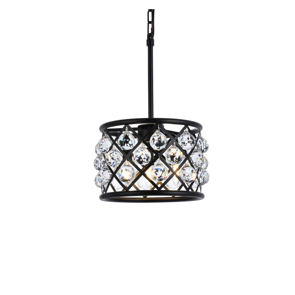 Madison 3 light Matte Black Pendant Clear Royal Cut Crystal. Picture 2
