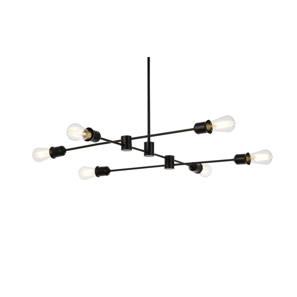 Xavier 6 lights pendant in black. Picture 2