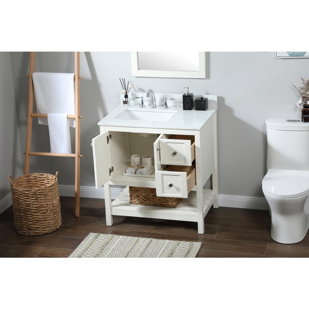32 inch Single bathroom vanity in white with backsplash. Picture 3