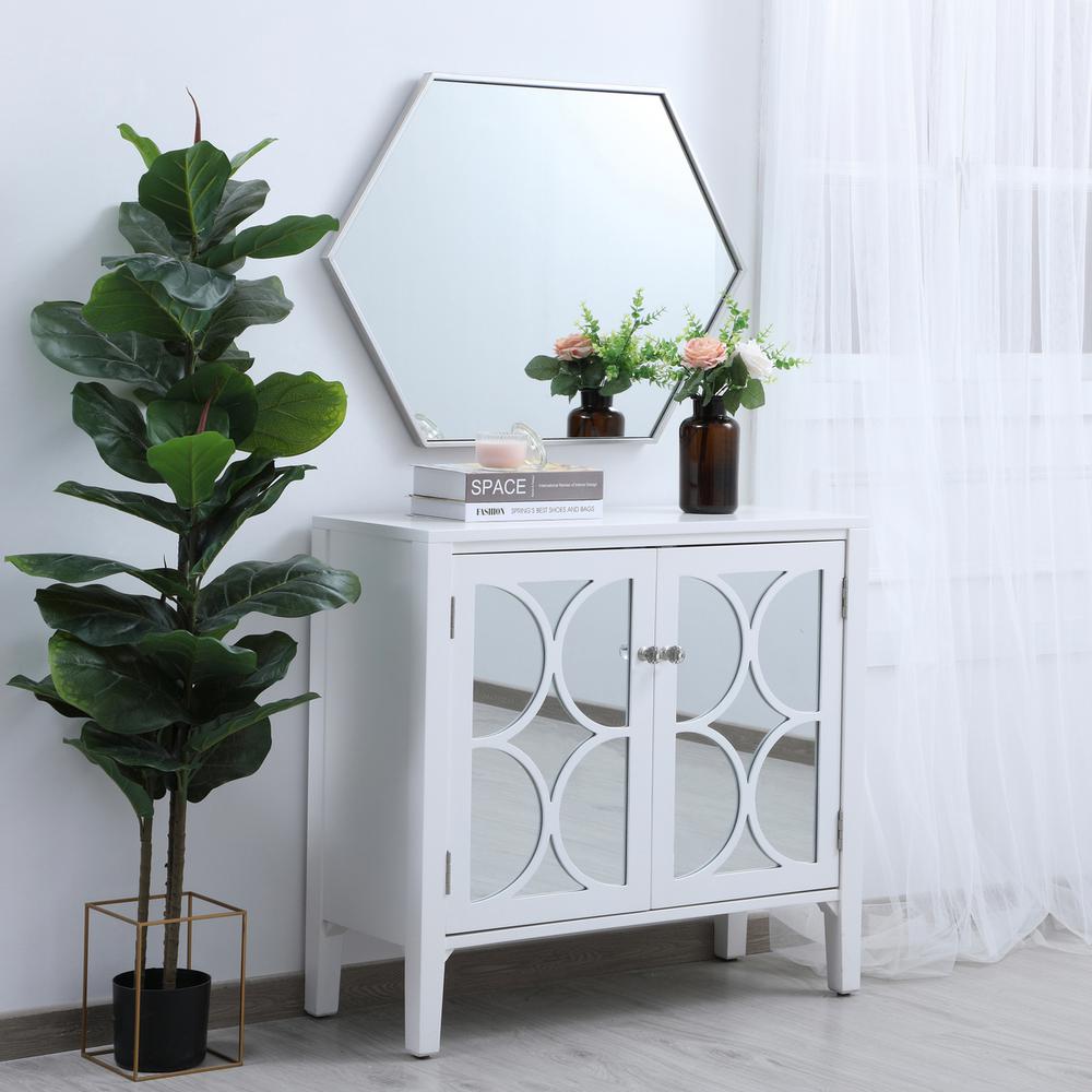 Metal frame hexagon mirror 24 inch in silver. Picture 8