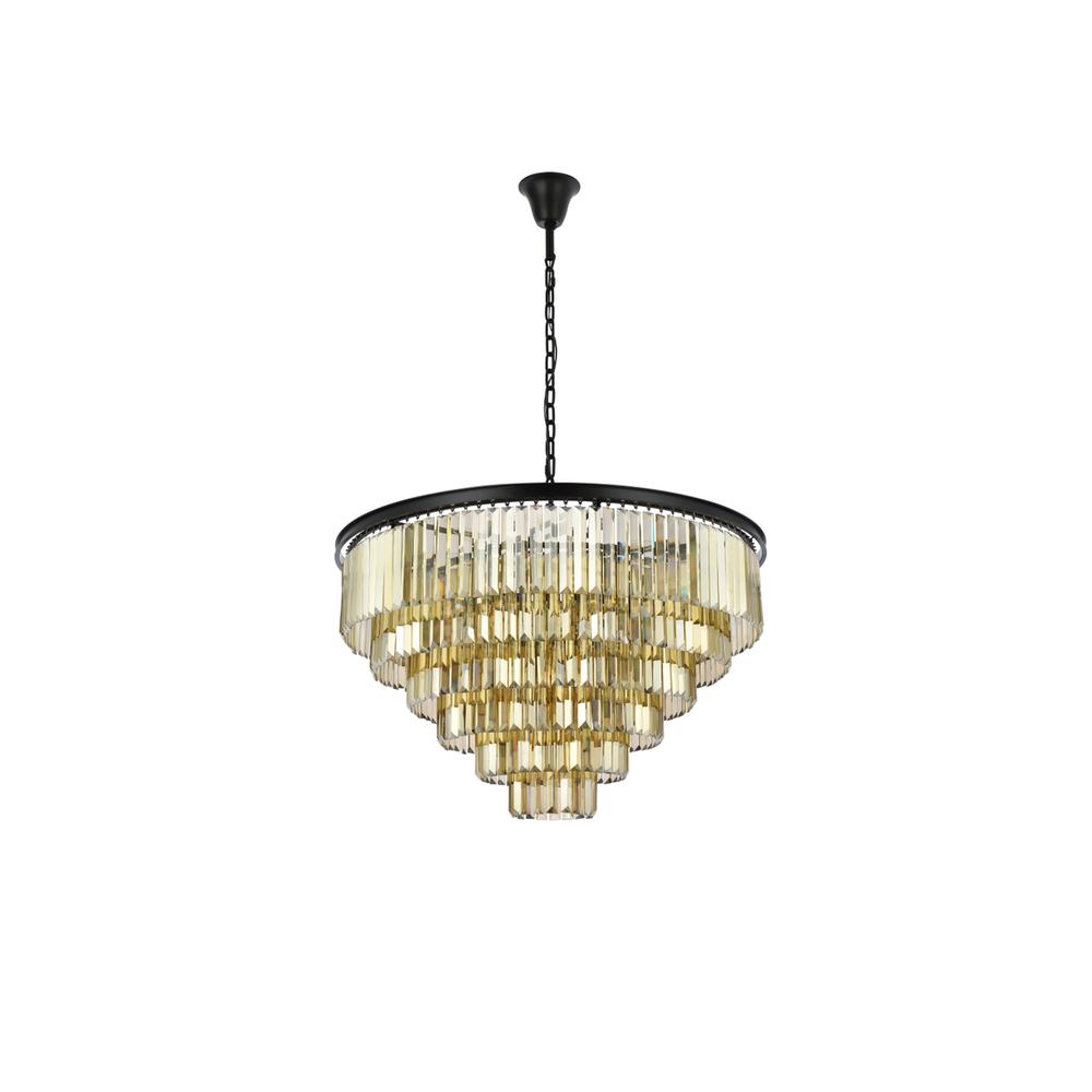 Sydney 33 light Matte Black Chandelier Golden Teak (Smoky) Royal Cut Crystal. Picture 6