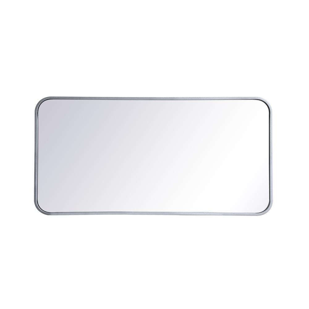 Soft corner metal rectangular mirror 18x36 inch in Silver. Picture 6