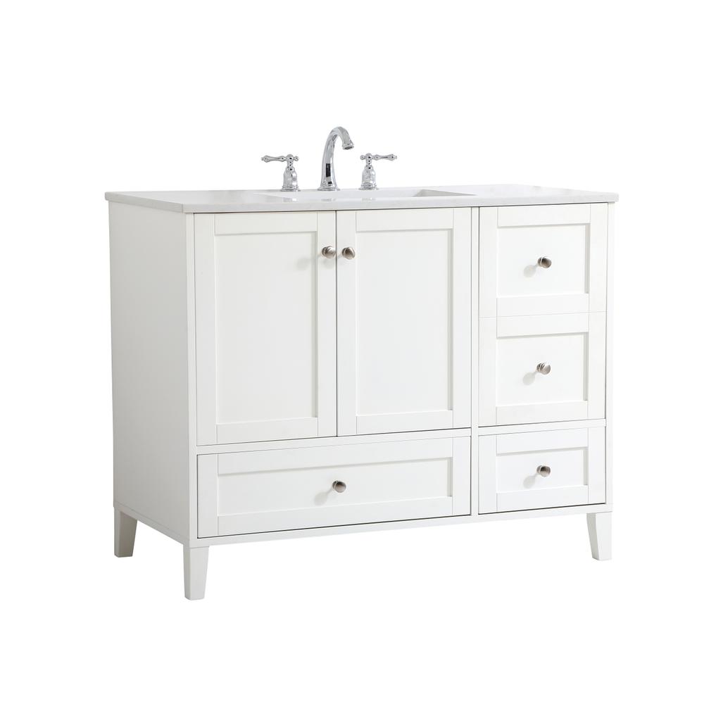 42 inch Single Bathroom Vanity in White. Picture 7