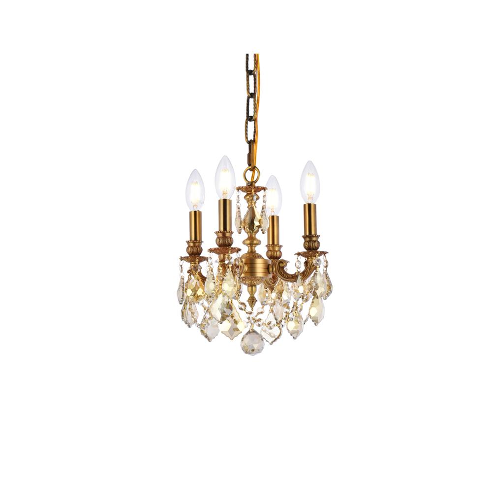 Lillie 4 light French Gold Pendant Golden Teak (Smoky) Royal Cut Crystal. Picture 2
