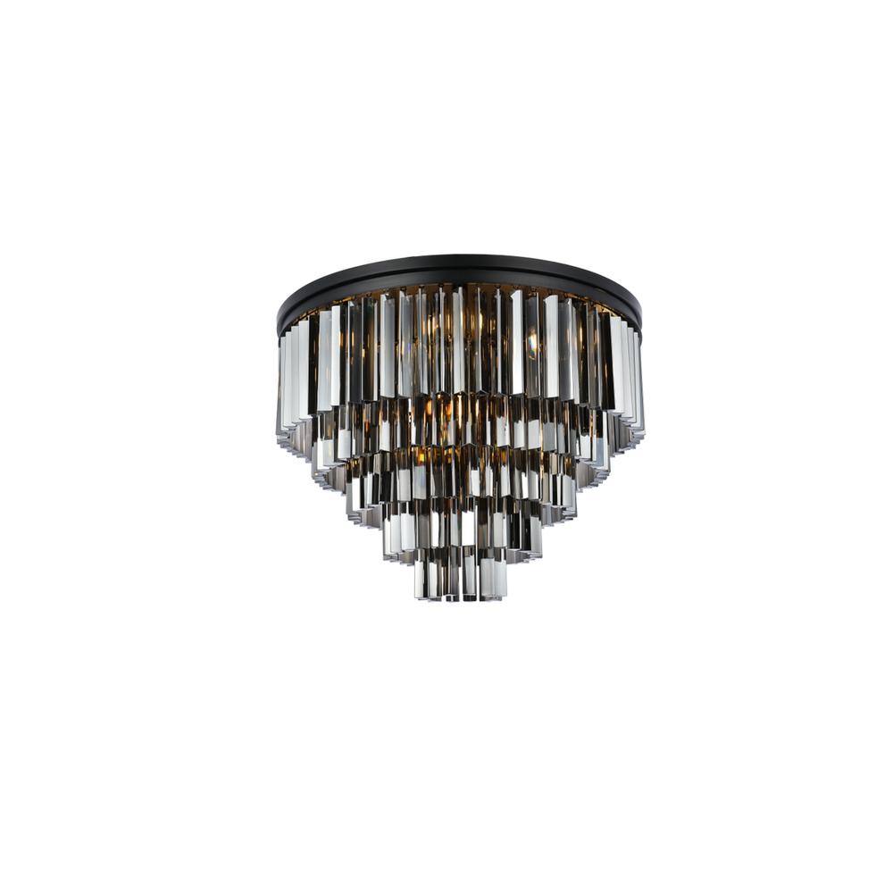 Sydney 17 light Matte Black Flush Mount Silver Shade (Grey) Royal Cut Crystal. Picture 2