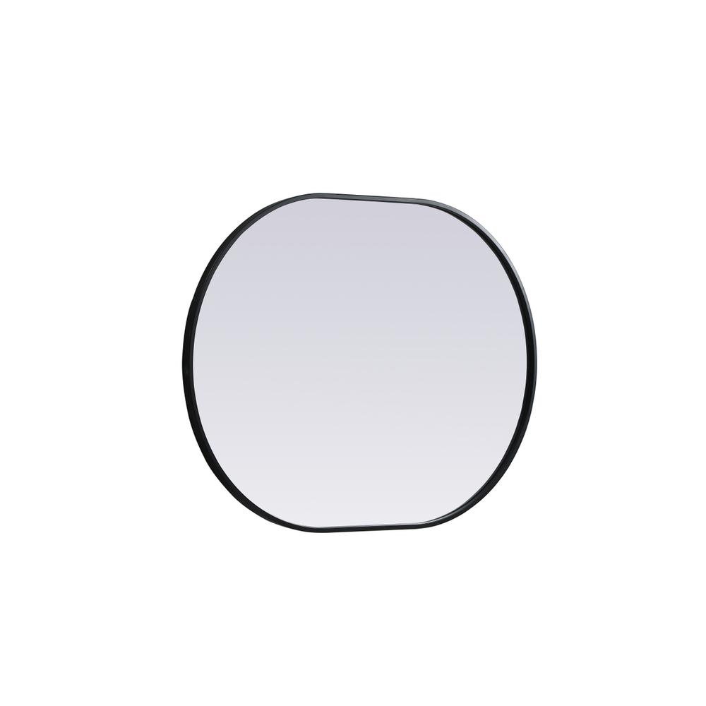 Metal Frame Oval Mirror 27x36 Inch in Black. Picture 9