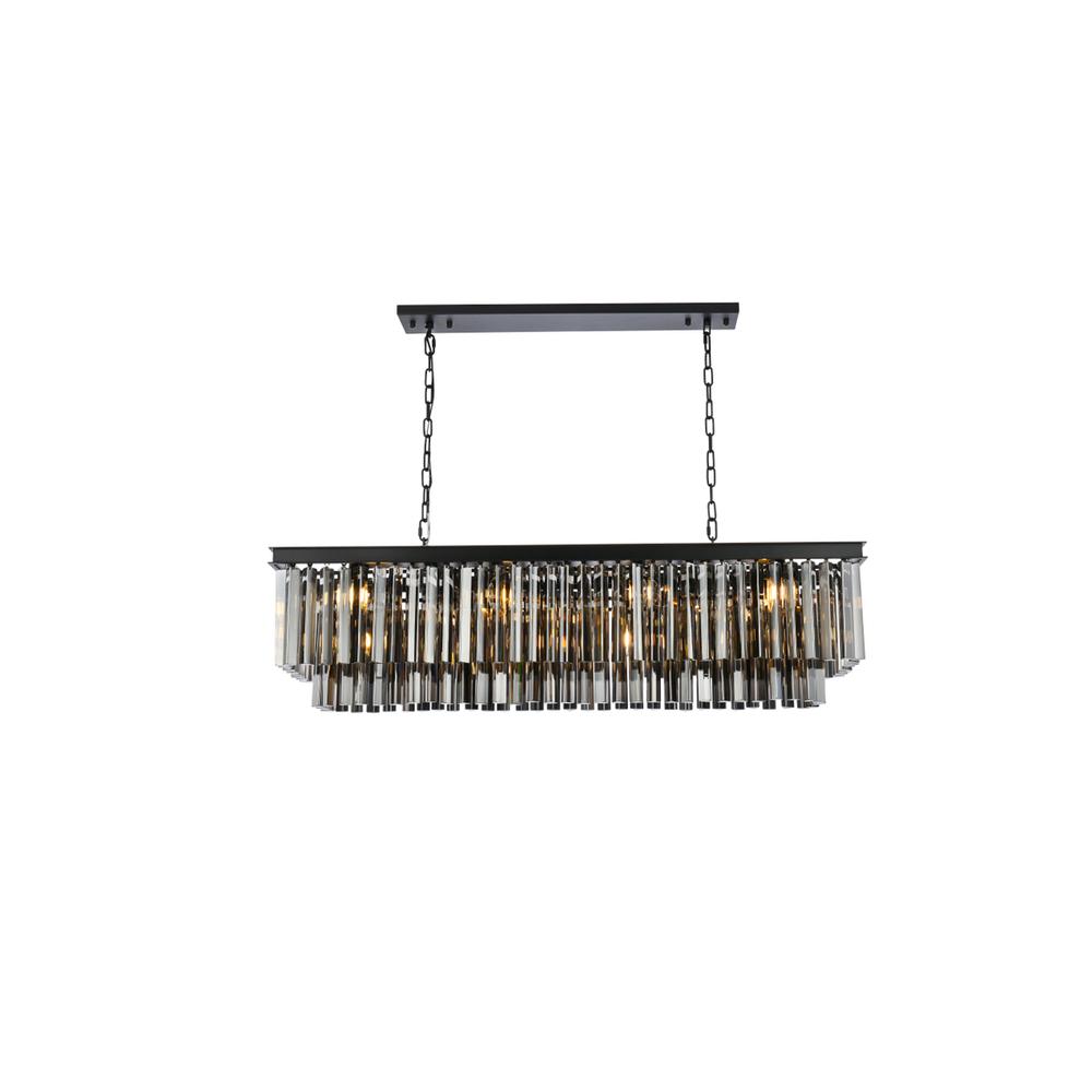 Sydney 12 light Matte Black Chandelier Silver Shade (Grey) Royal Cut Crystal. Picture 1