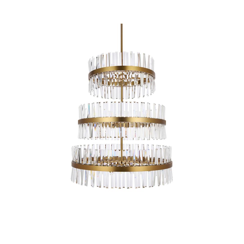 Serephina 36 inch 3 tiers crystal round chandelier light in satin gold. Picture 2
