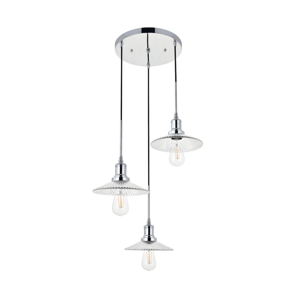 Waltz 3 Light Chrome Pendant. Picture 5