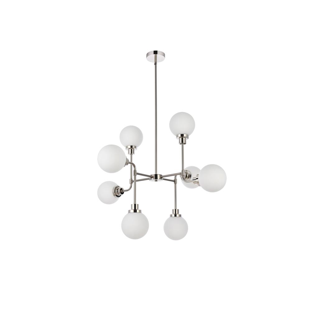 Hanson 8 lights pendant in polished nickel with frosted shade. Picture 6