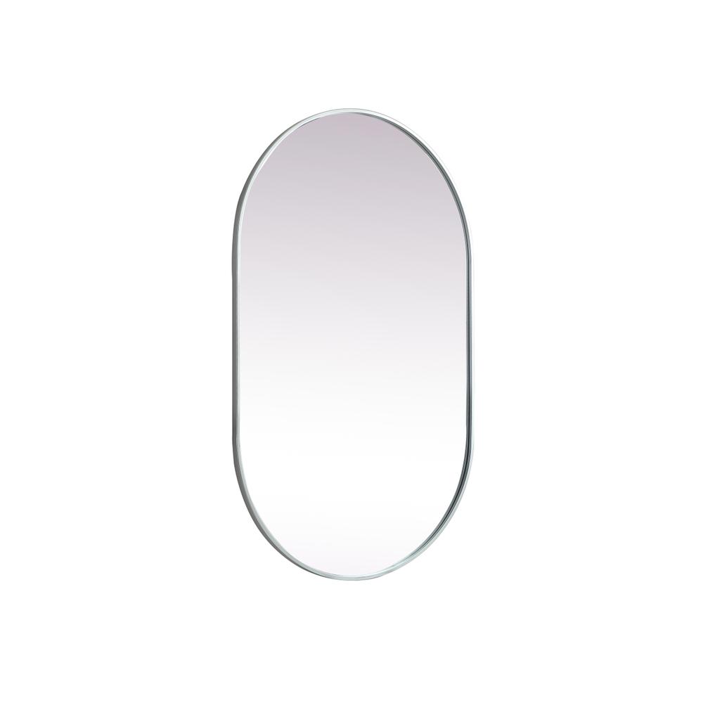 Metal Frame Oval Mirror 30x48 Inch in Silver. Picture 7