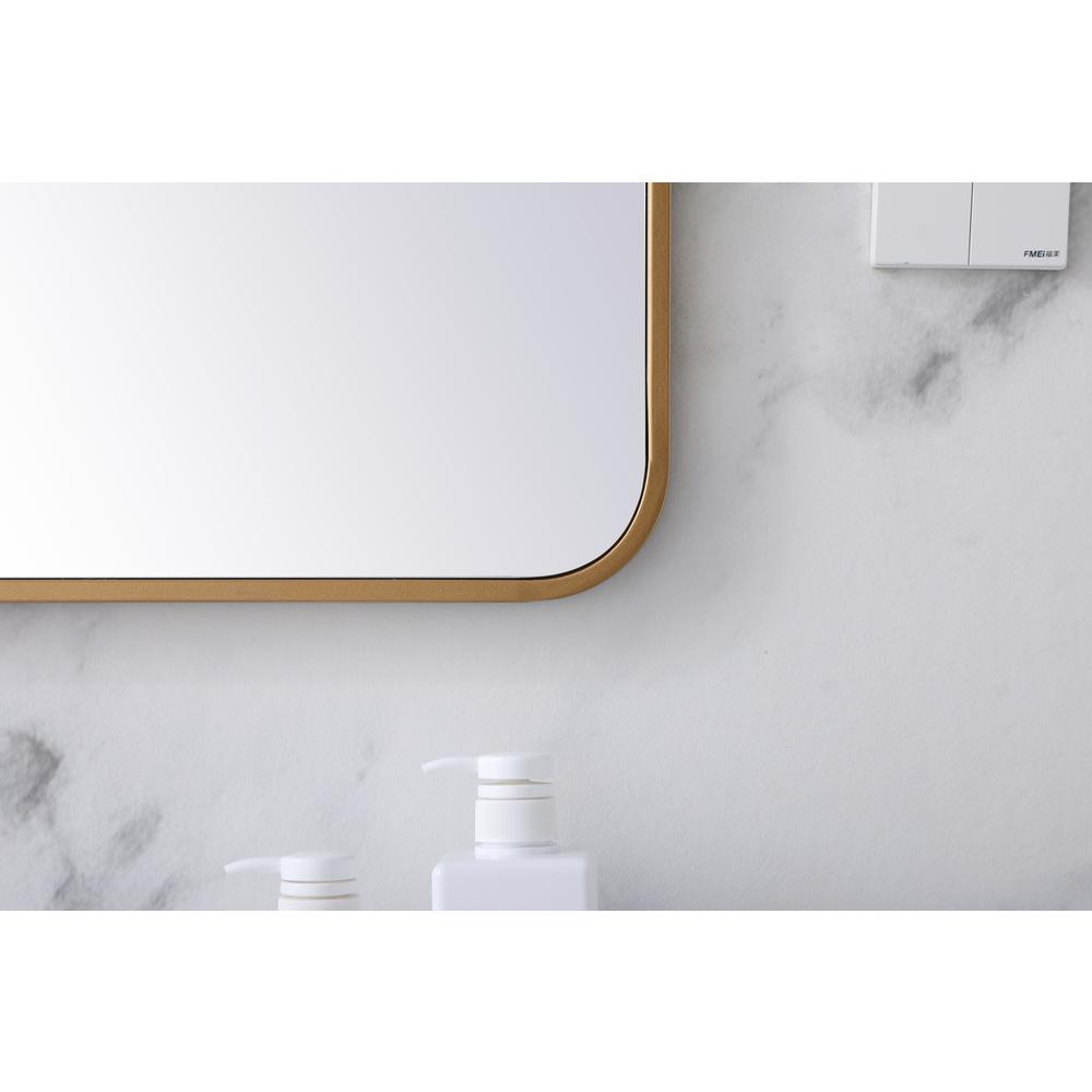 Soft corner metal rectangular mirror 27x40 inch in Brass. Picture 3
