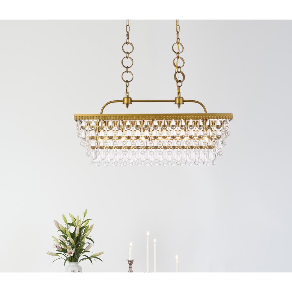 Nordic 32 inch rectangle pendant in brass. Picture 7
