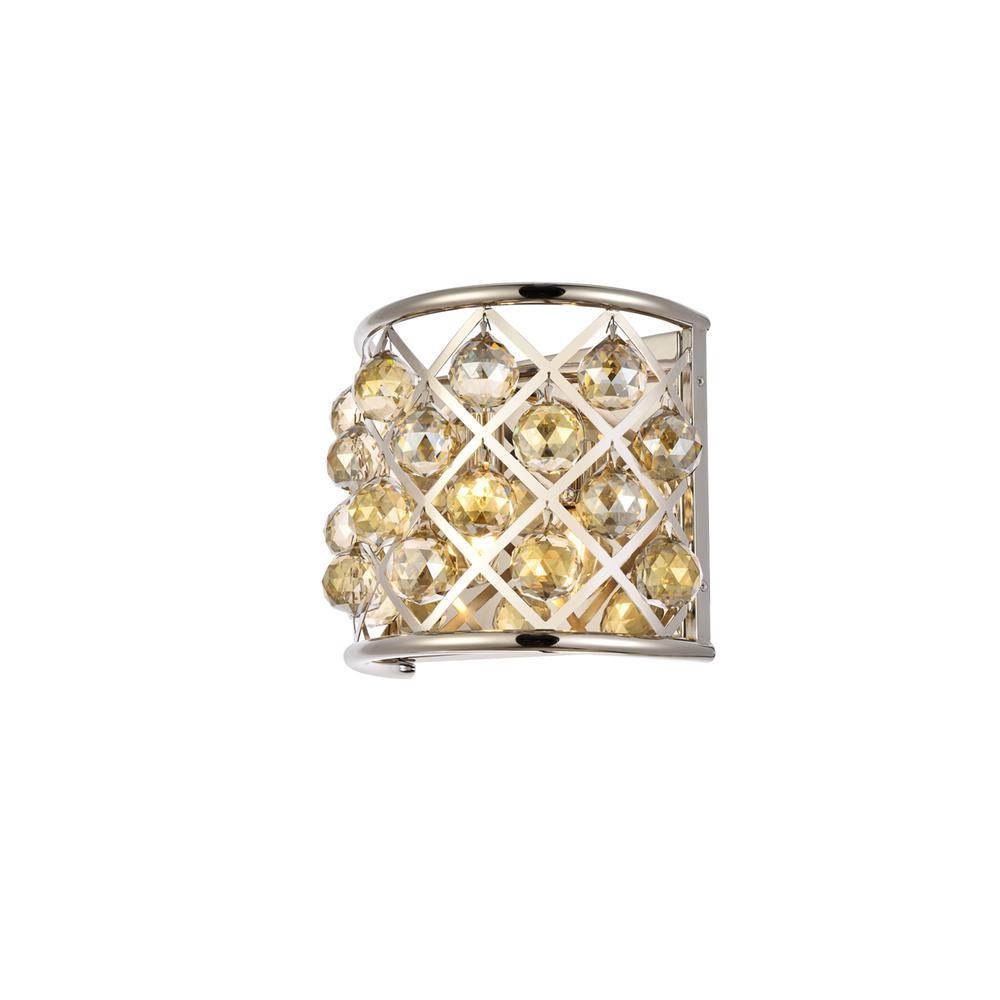 Madison 1 light polished Nickel Wall Sconce Golden Teak. Picture 2