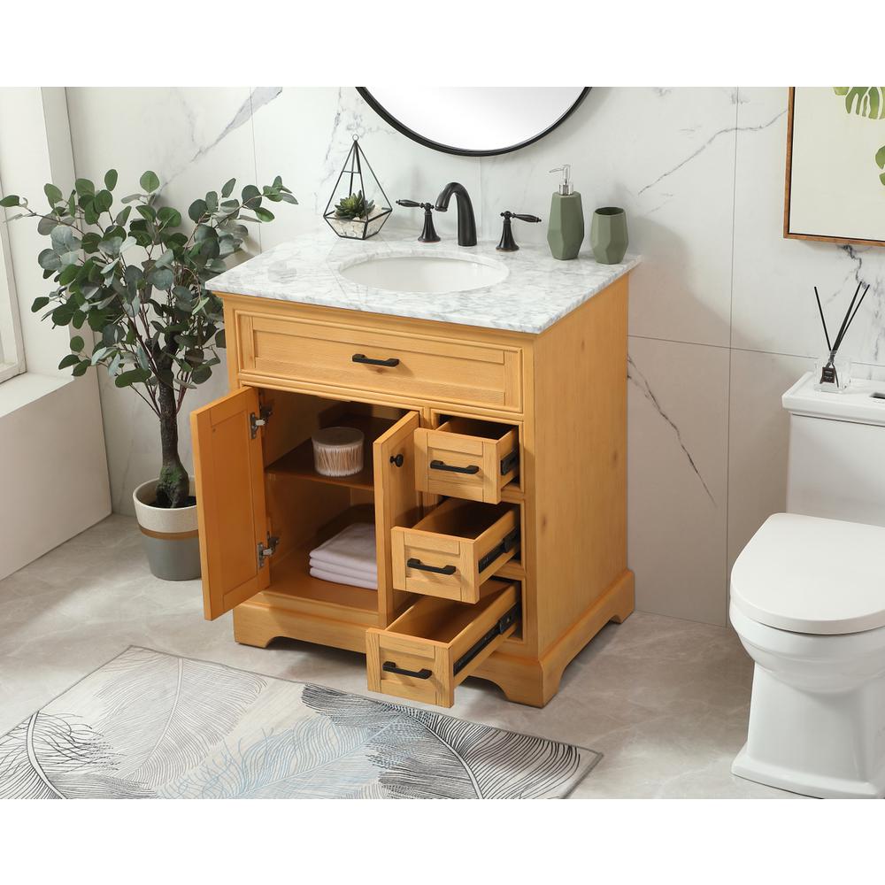 32 inch Single bathroom vanity in natural wood. Picture 3