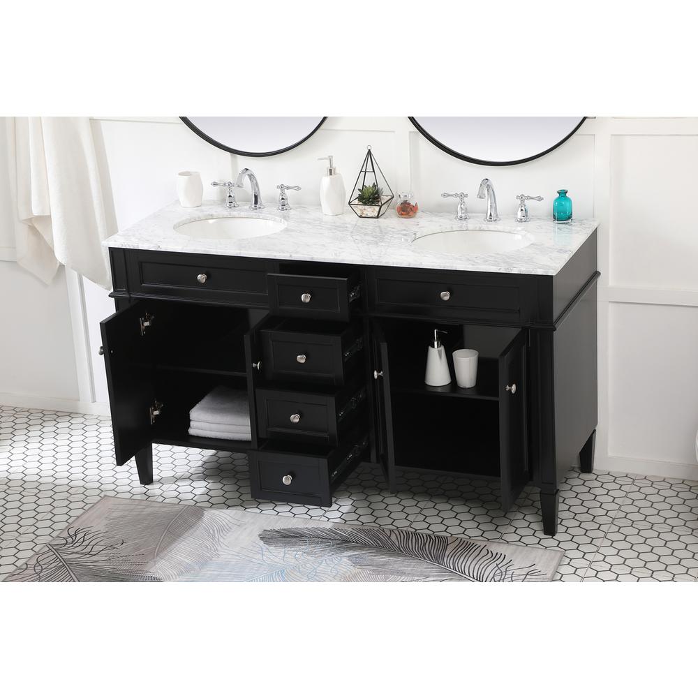 60 inch double bathroom vanity in Black. Picture 3