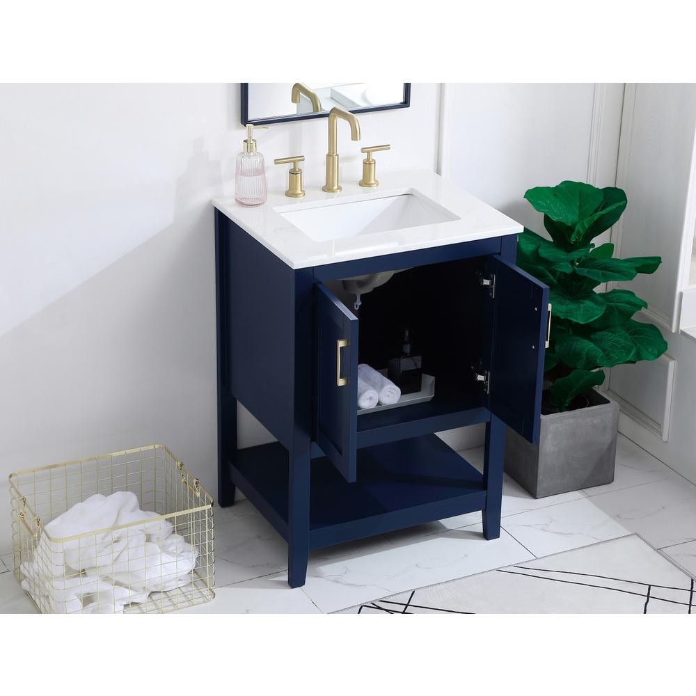 24 inch Single Bathroom Vanity in Blue. Picture 3
