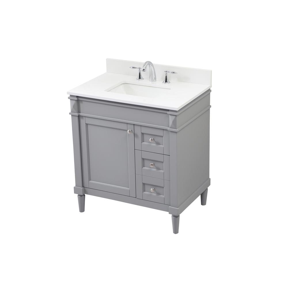 32 inch Single bathroom vanity in grey with backsplash. Picture 8