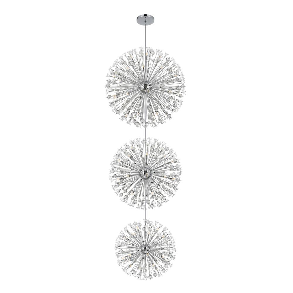 Vera 48 inch three tiers crystal starburst chandelier in chrome. Picture 6