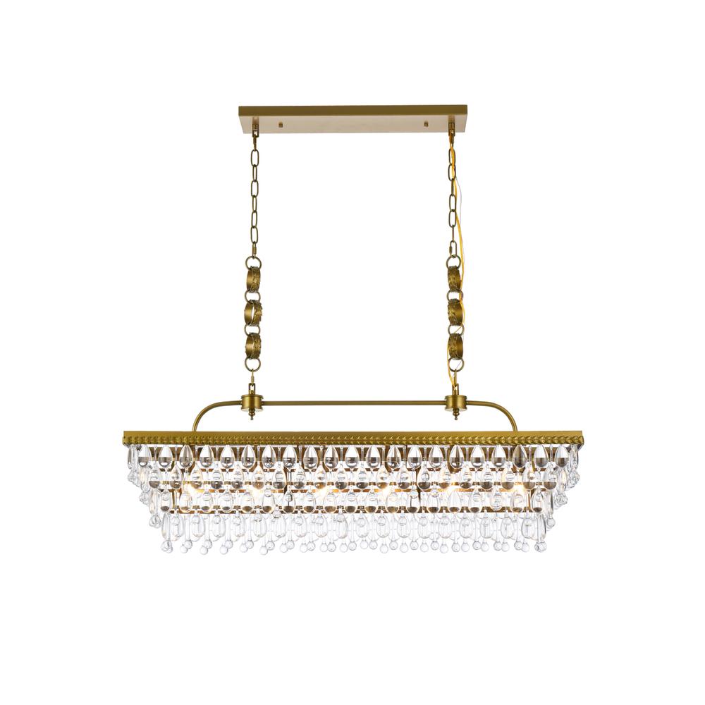 Nordic 40 inch rectangle pendant in brass. Picture 1