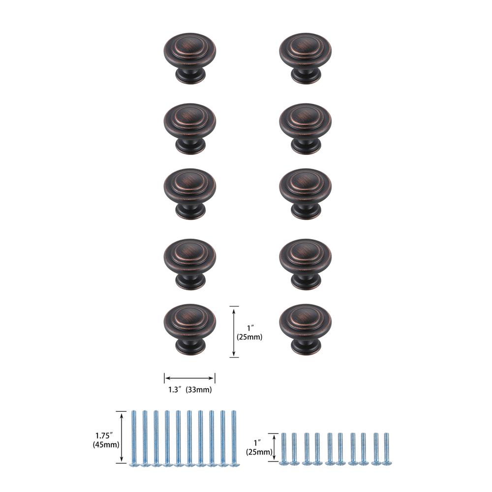 Minu 1.3" Diameter Oil-rubbed Bronze Mushroom Knob Multipack (Set of 10). Picture 5