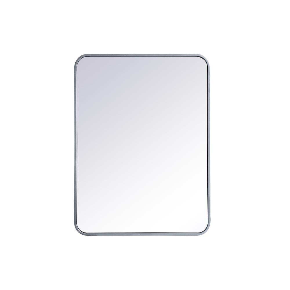 Soft corner metal rectangular mirror 24x32 inch in Silver. Picture 6