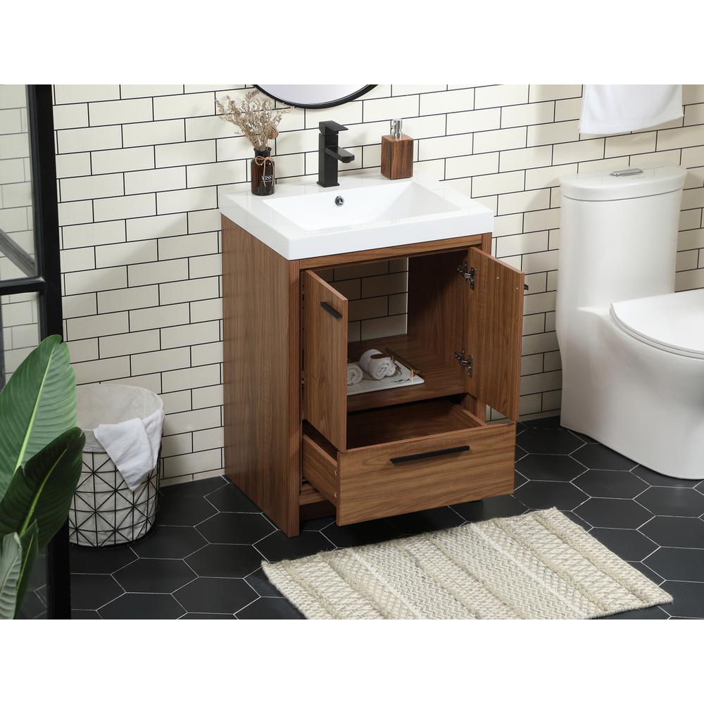24 inch Single bathroom vanity in walnut brown. Picture 3