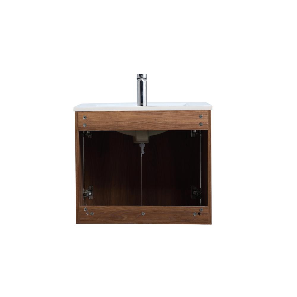 24 inch  Single Bathroom Floating Vanity in Walnut Brown. Picture 11